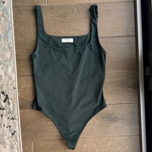 Babaton Forest Green Square-Neck Bodysuit